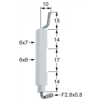 Electrod de aprindere ø 6 / 7 mm, conector 2,8 x 0,8 mm - 100798