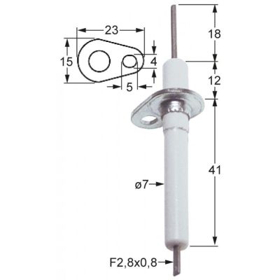 Electrod de aprindere ø 7 mm, cu flansa de montare - 100818