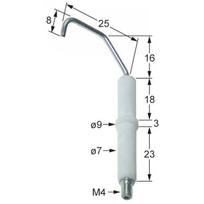 Electrod ø 7 / 9 mm, conector M4 - 100822