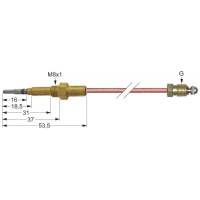 Termocupla cap M8x1, racord M9x1, L 1000 mm - 102008