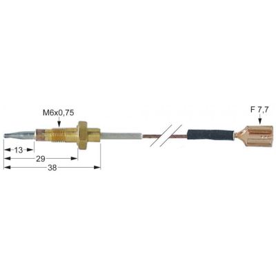 Termocupla cu fir L 600 mm, filet cap M6x0,75 - 102145