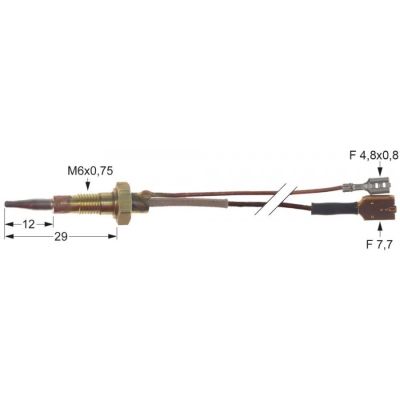 Termocupla L 600 mm, cu 2 conductori - 102148