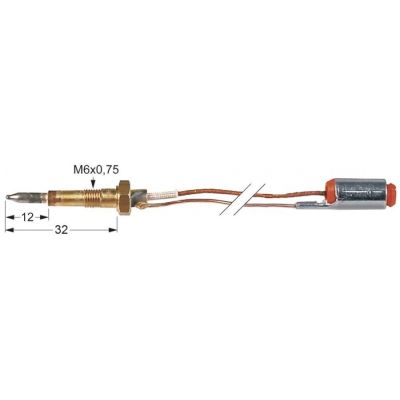 Termocupla cu 2 conductori L 750 mm, filet M6, cu mufa - 102152