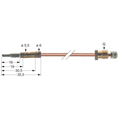 Termocupla 600 mm, filet racord M9x1 - 102258