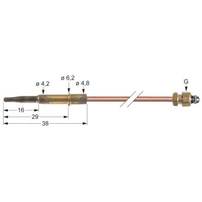 Termocuplu L 600mm,cap ø 4mm, racord M8x1 - 102261