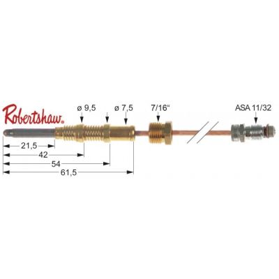 Termocupla Robertshaw 1800 mm, filet racord ASA 11/32 - 102279