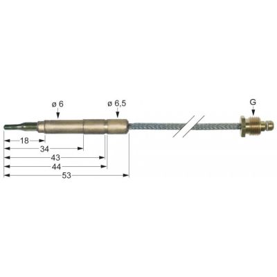 Termocupla flexibila L 600 mm, cap ø6.0(6.5) mm, filet racord M10x1 mm - 102408