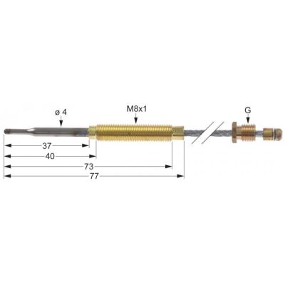 Termocupla flexibila L 750mm, cap M8x1, racord M8x1 - 102420, 40008055