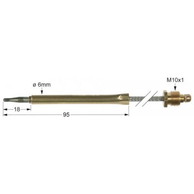 Termocupla flexibila L 650 mm, cap ø 6.0 mm, filet racord M10x1 mm - 102423