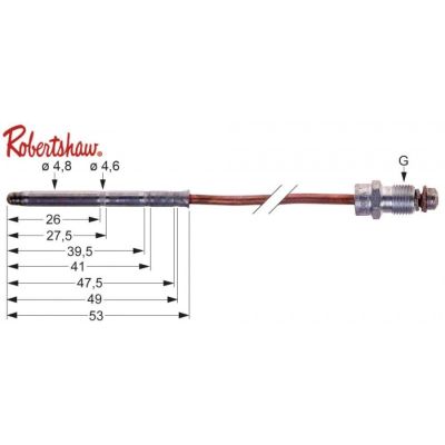 Termocupla Robertshaw L 305 mm, cap ø 4,8 mm, filet ASA 11/32 - 102456