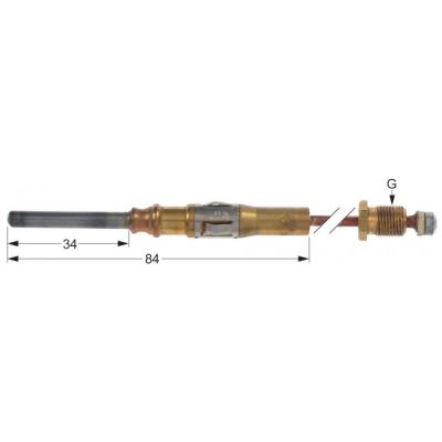 Termocupla L 1825 mm, cap ø 4,8 mm, filet racord ASA 11/32 - 102459