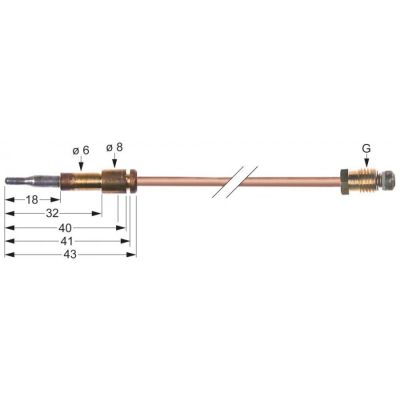 Termocupla L 1000 mm, racord M8x1 - 102462