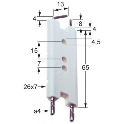 Electrod de aprindere Rational, lungime corp 65mm, conexiuni ø 4mm - 102881, 10253225