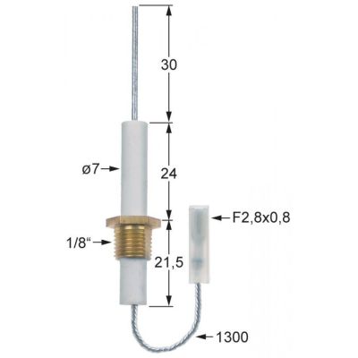 Electrod de aprindere, lungime cablu 1300mm, cu filet - Cod 102981