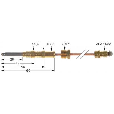 termocupla racord robinet de gaz ASA 11/32 L 1200mm 7/16\"
