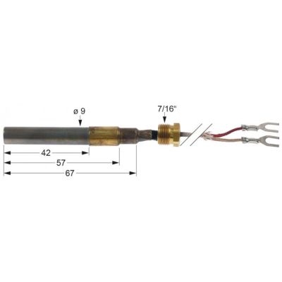 Generator termoelectric 250-750mV, L 920 mm, ø senzor 9 mm, L senzor 42 mm - 103316