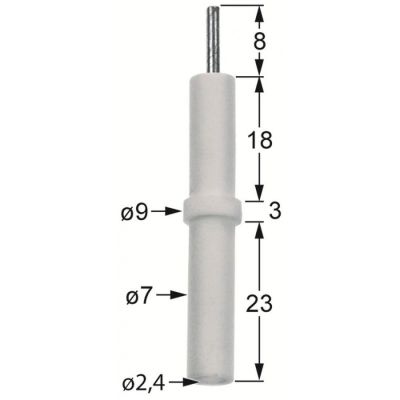 Electrod de aprindere L 61 mm, ø 7 mm, conectare papuc cilindric 2.4 mm - 106619