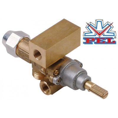 Robinet de gaz PEL 21S, intrare gaz M16x1,5 mm, iesire gaz 2x M10x1 mm, duza bypass ø 0 mm - 106815