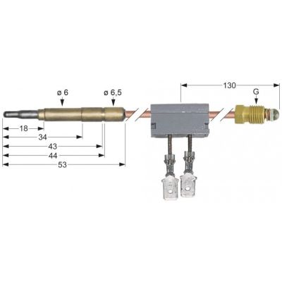 Termocupla cu intrerupere L 600 mm, cap ø 6 mm, racord M9x1 - 107145