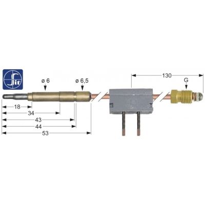 Termocupla intrerupta SIT, L 1000 mm, cap ø 6.0(6.5) mm, filet racord M9x1 - 107164