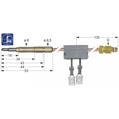 Termocupla cu intrerupere L 600 mm, cap ø 6 mm, filet racord M9x1, SIT - 107177