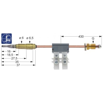 Termocupla intrerupta L 850 mm, cap ø6.0(6.5) mm, filet racord M9x1 mm - 107455