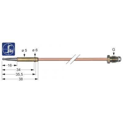 Termocupla L 600 mm, cap ø 5,0 mm, racord filet M8x1 - 107461