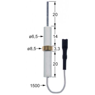 electrod de aprindere D1 ø 6.5mm lungime cablu 1500mm racord F2,8 D2 ø 8.5mm