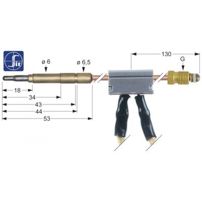 Termocupla intrerupta L 1000 mm, cap ø6.0(6.5)mm, filet racord M9x1, cablu 820 mm - 107863