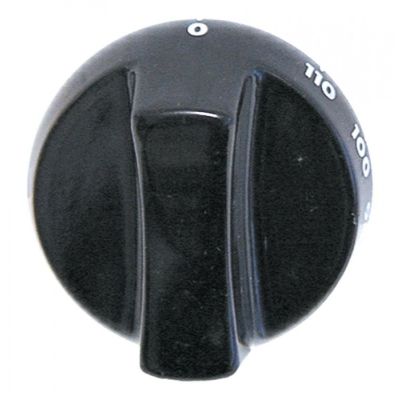 knob thermostat t.max. 110°C 30-110°C ø 64mm shaft ø 6x4,6mm shaft flat bottom black