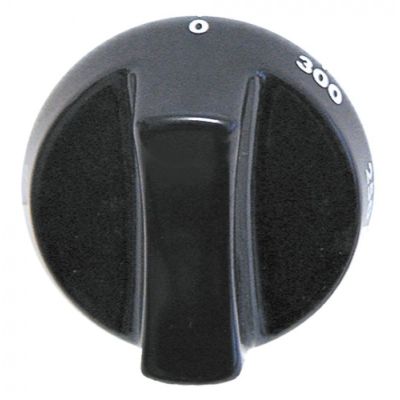 knob thermostat t.max. 300°C ø 64mm shaft ø 6x4,6mm shaft flat bottom black