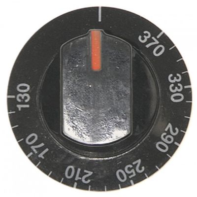 knob thermostat t.max. 370°C ø 64mm shaft ø 6x4,6mm shaft flat bottom black