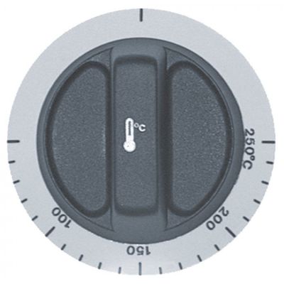 knob thermostat t.max. 250°C ø 72mm shaft ø 6x4,6mm shaft flat bottom white/black