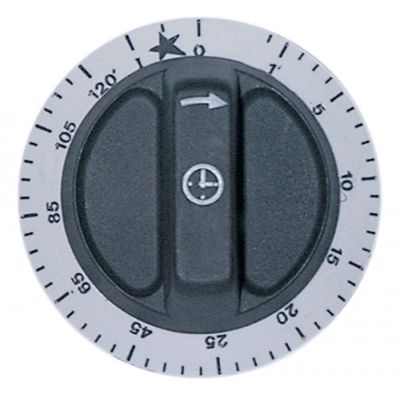 knob time 120min ø 72mm shaft ø 6x4,6mm shaft flat bottom black