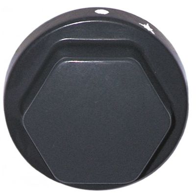 knob gas tap with ignition flame ø 70mm shaft ø 8x6,5mm shaft flat upper black