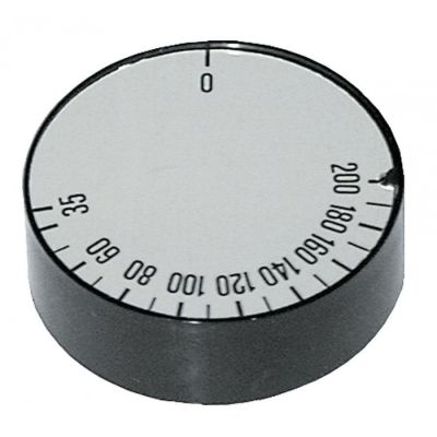 knob t.max. 200°C temperature range 34x10°C ø 45mm shaft ø 6x4,6mm shaft flat upper