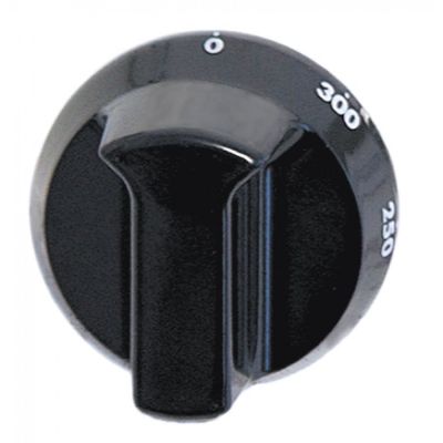 knob thermostat t.max. 300°C 50-300°C ø 52mm shaft ø 6x4,6mm shaft flat bottom black