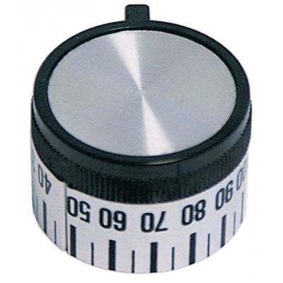 knob thermostat t.max. 110°C ø 42mm shaft ø 6x4,6mm shaft flat upper silver