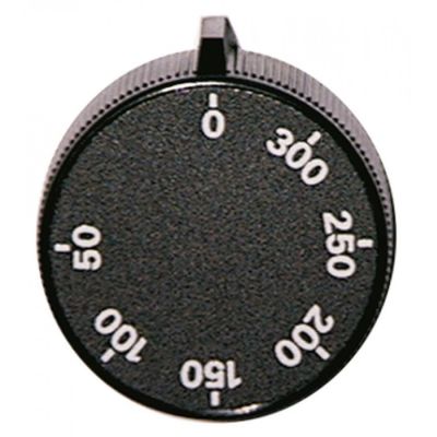 knob thermostat t.max. 300°C ø 45mm shaft ø 6x4,6mm shaft flat right black