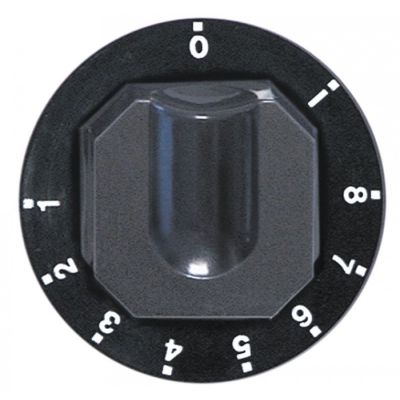 knob energy regulator 1-8 + MAX ø 70mm shaft ø 6x4,6mm shaft flat upper black