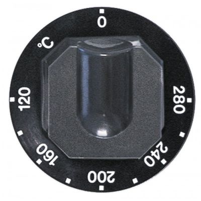 knob thermostat t.max. 280°C temperature range 120-280°C ø 70mm shaft ø 6x4,6mm