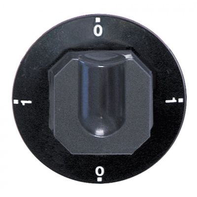 knob switch 0-1-0-1 ø 70mm shaft ø 6x4,6mm shaft flat upper black