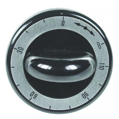 knob thermostat t.max. 110°C ø 62mm shaft ø 6x4,6mm shaft flat upper black