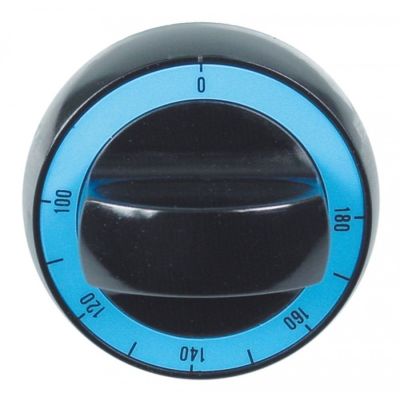 knob thermostat t.max. 180°C ø 72mm shaft ø 6x4,6mm shaft flat upper black
