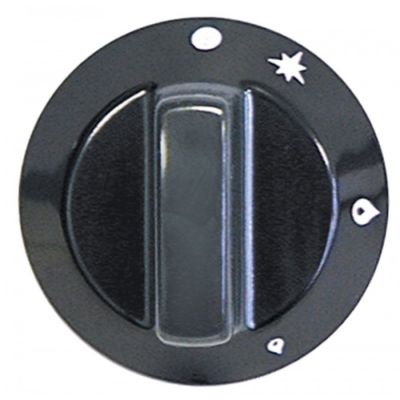 knob gas tap with ignition flame ø 60mm shaft ø 8x6,5mm shaft flat bottom black