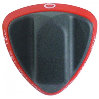 knob thermostat t.max. 300°C 100-300°C ø 65mm shaft ø 6x4,6mm shaft flat upper red