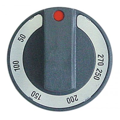 knob thermostat t.max. 270 °C ø 65 mm shaft ø 6x4.6mm shaft flat upper black