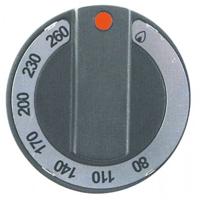 knob gas thermostat t.max. 260°C 80-200°C ø 65mm shaft ø 10x8mm shaft flat upper black