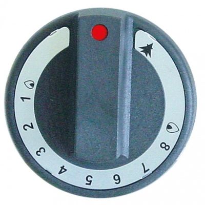 knob gas thermostat 1-8 ø 77mm shaft ø 10x8mm shaft flat bottom black