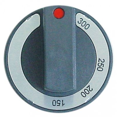 knob thermostat t.max. 300°C ø 65mm shaft ø 6x4,6mm shaft flat upper black